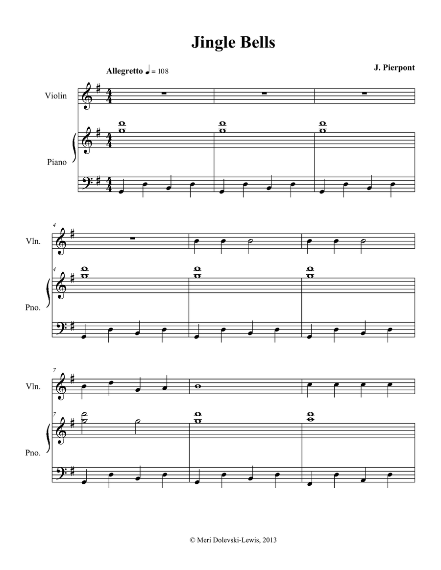 Jingle Bells: violin/piano Violin Solo scores gallery preview page 2