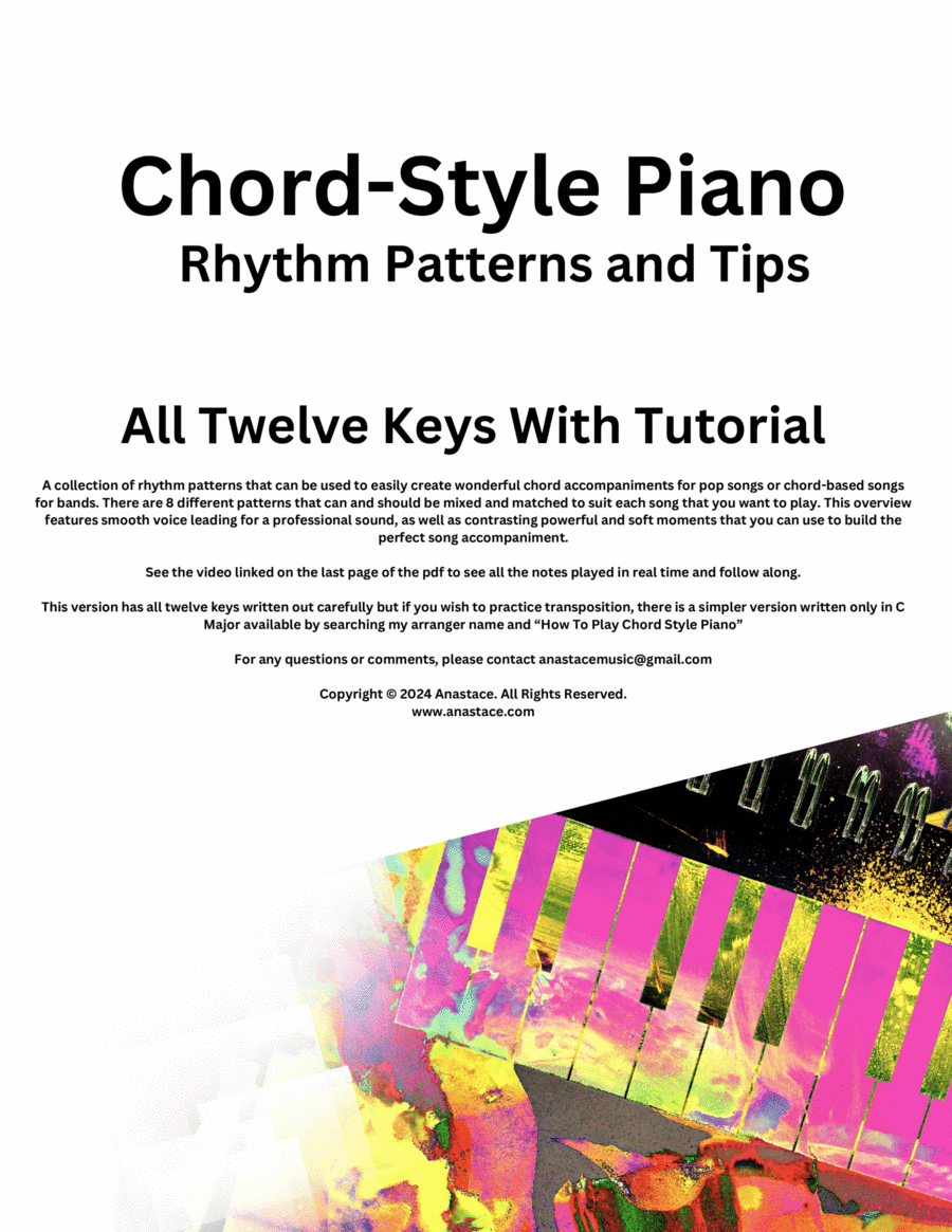 How To Play Chord Style Piano - All Twelve Keys Electronic Keyboard scores gallery preview page 1