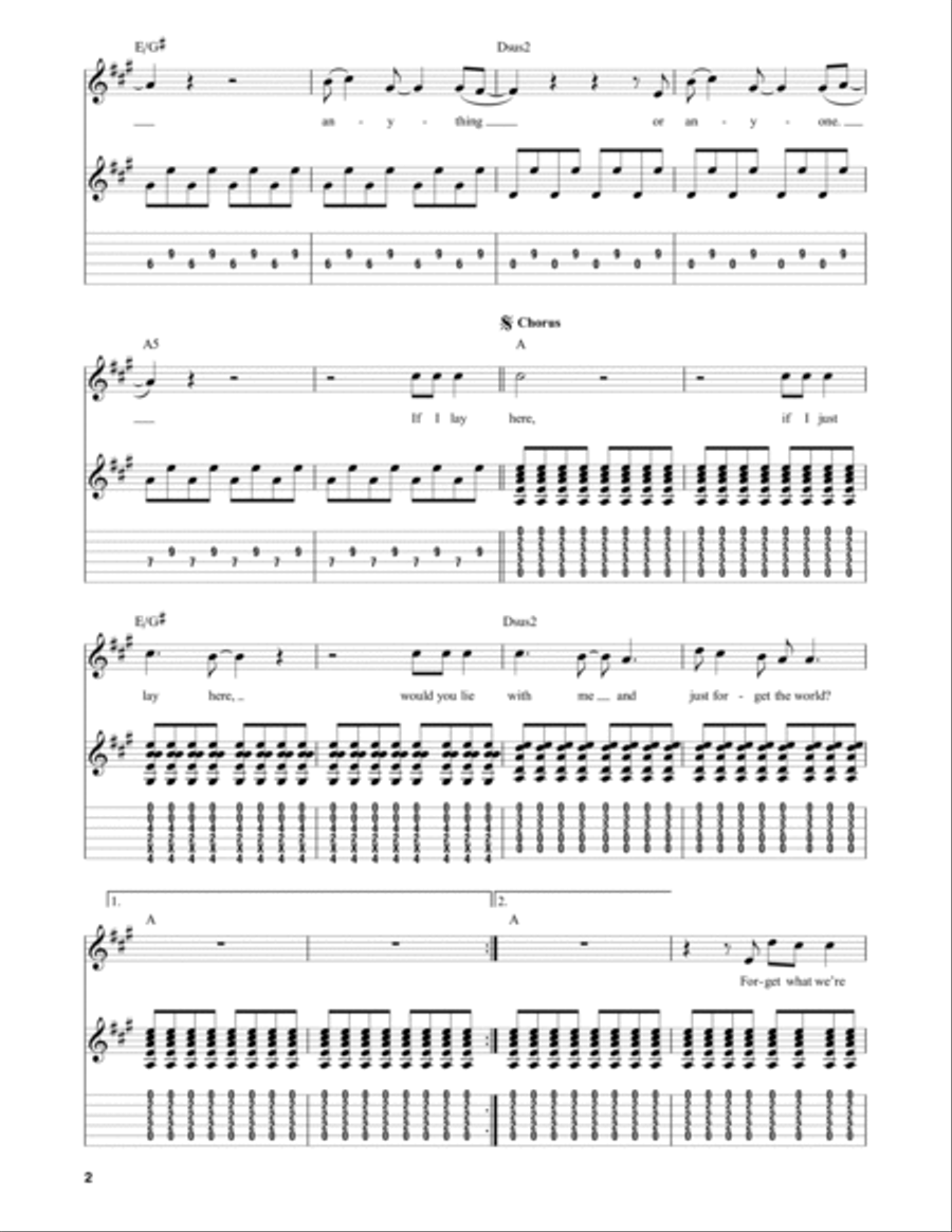 Chasing Cars Guitar Tablature scores gallery preview page 2