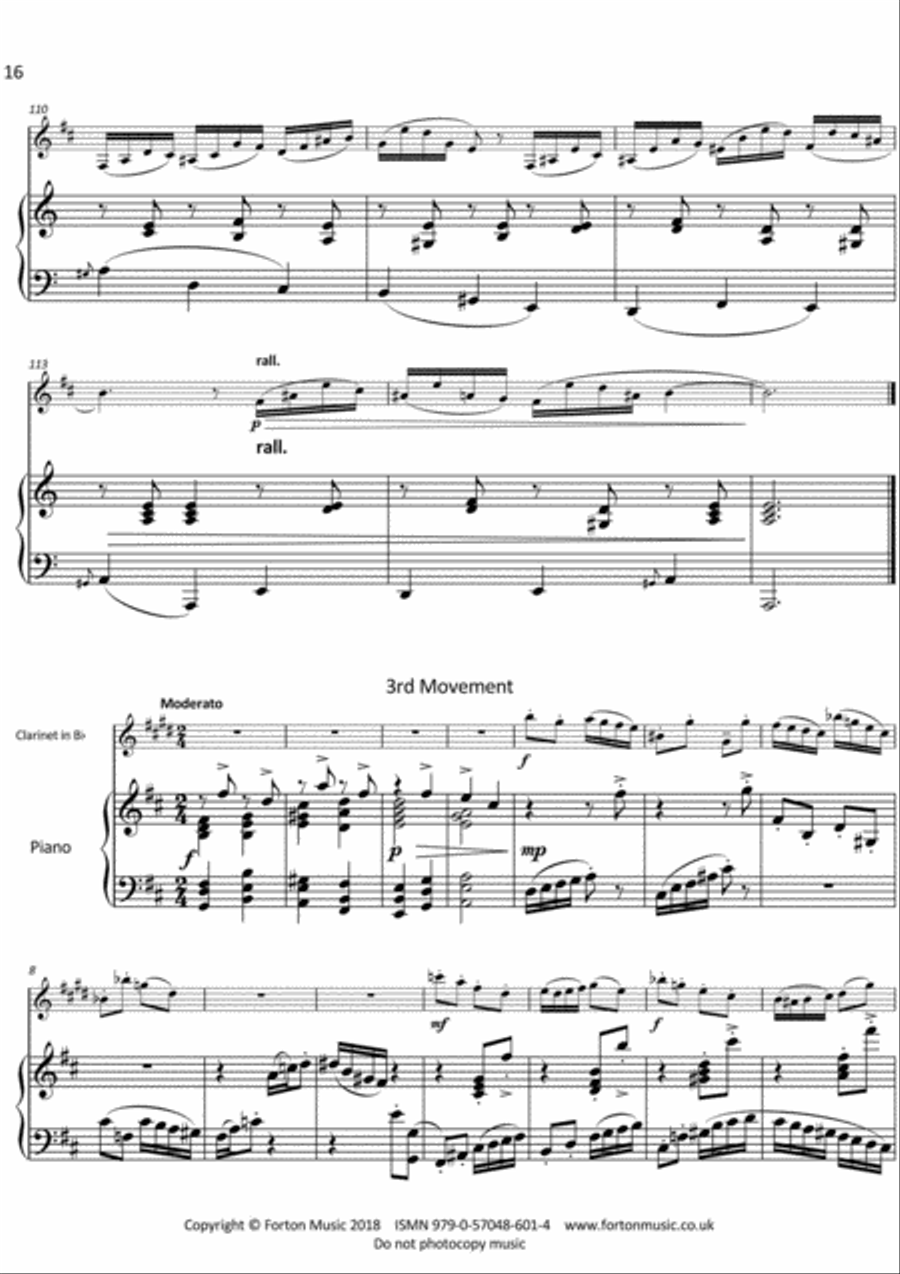 Clarinet Sonata in D Minor Clarinet Solo scores gallery preview page 4