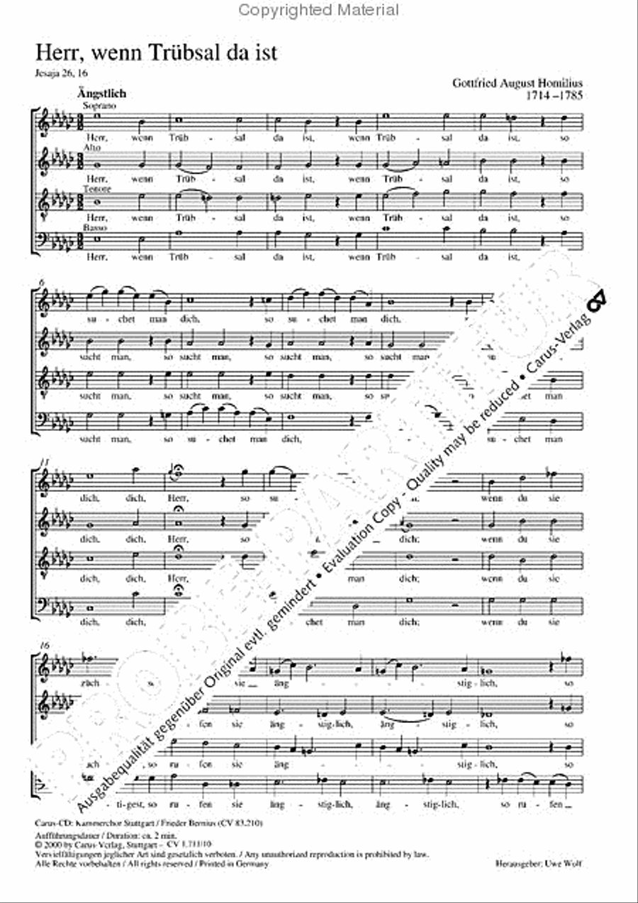 Herr, wenn Trubsal da ist 4-Part scores gallery preview page 3