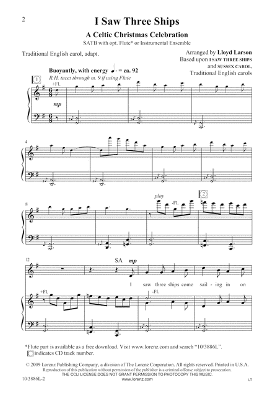 I Saw Three Ships 4-Part scores gallery preview page 2