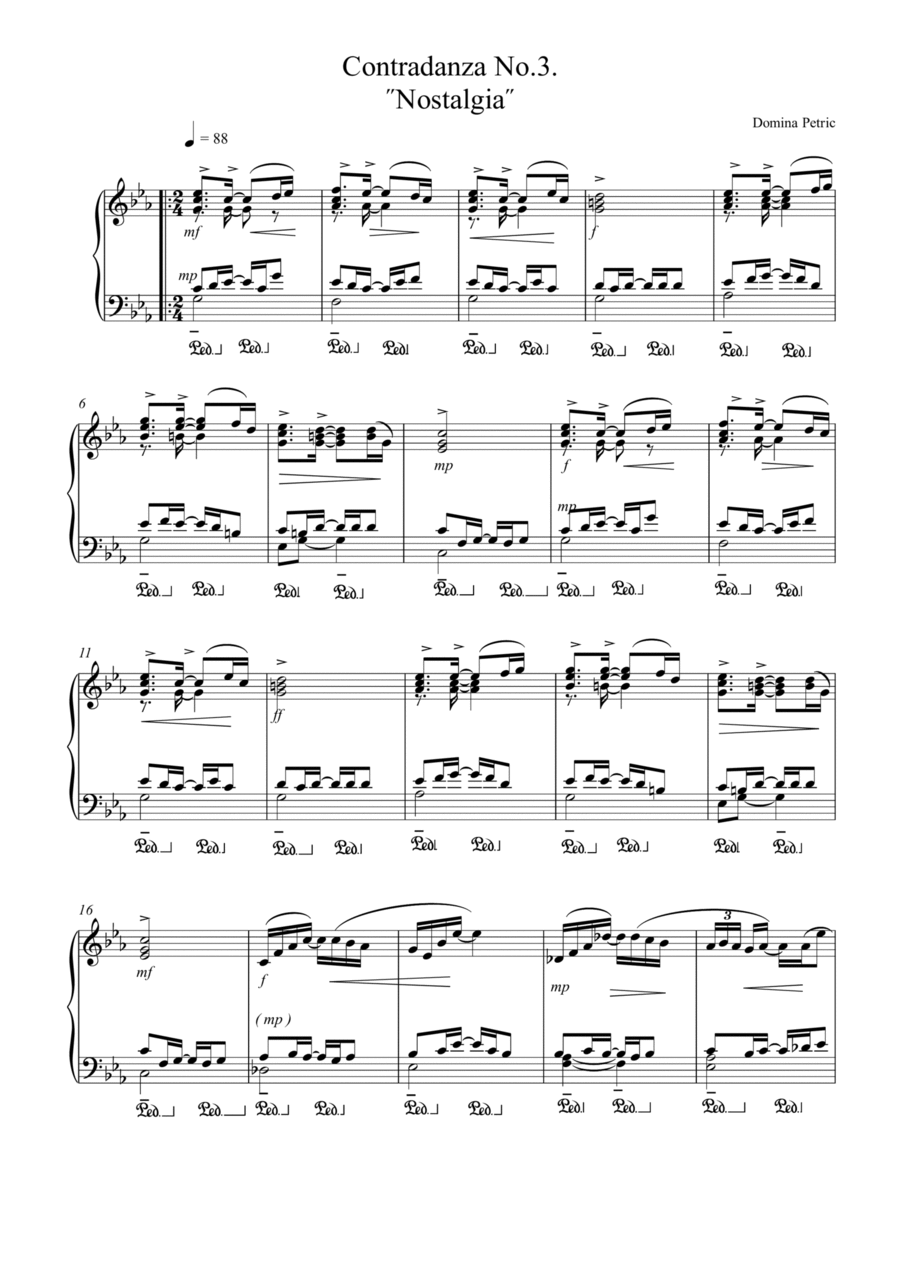 Third Contradanza: Nostalgia Piano Solo scores gallery preview page 1