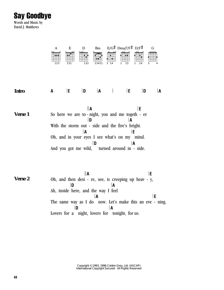 Say Goodbye Acoustic Guitar scores gallery preview page 1