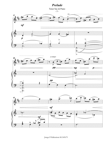 Scriabin: Prelude Op. 11 No. 2 for Tenor Sax & Piano image number null