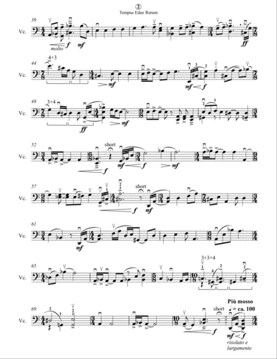 Tempus Edax Rerum Cello Solo scores gallery preview page 2