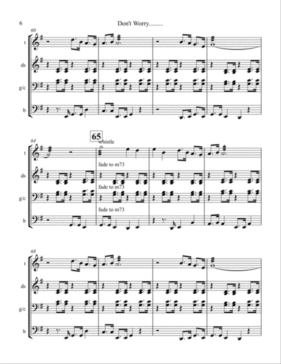 Don't Worry, Be Happy Percussion Ensemble scores gallery preview page 6
