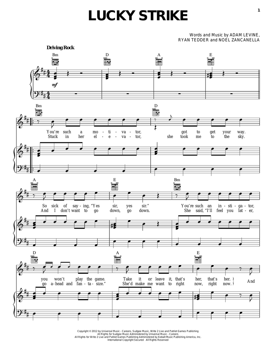 Lucky Strike Lucky Strike Piano, Vocal, Guitar scores gallery preview page 1