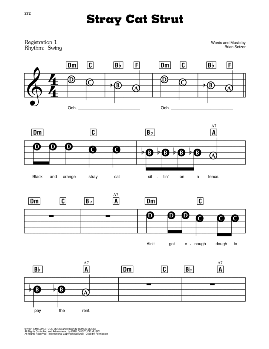 Stray Cat Strut Stray Cat Strut Electronic Keyboard scores gallery preview page 1