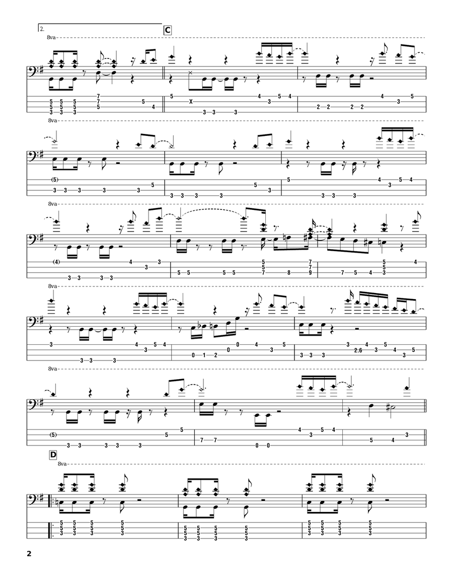 Amazing Grace Bass Guitar Tablature scores gallery preview page 2