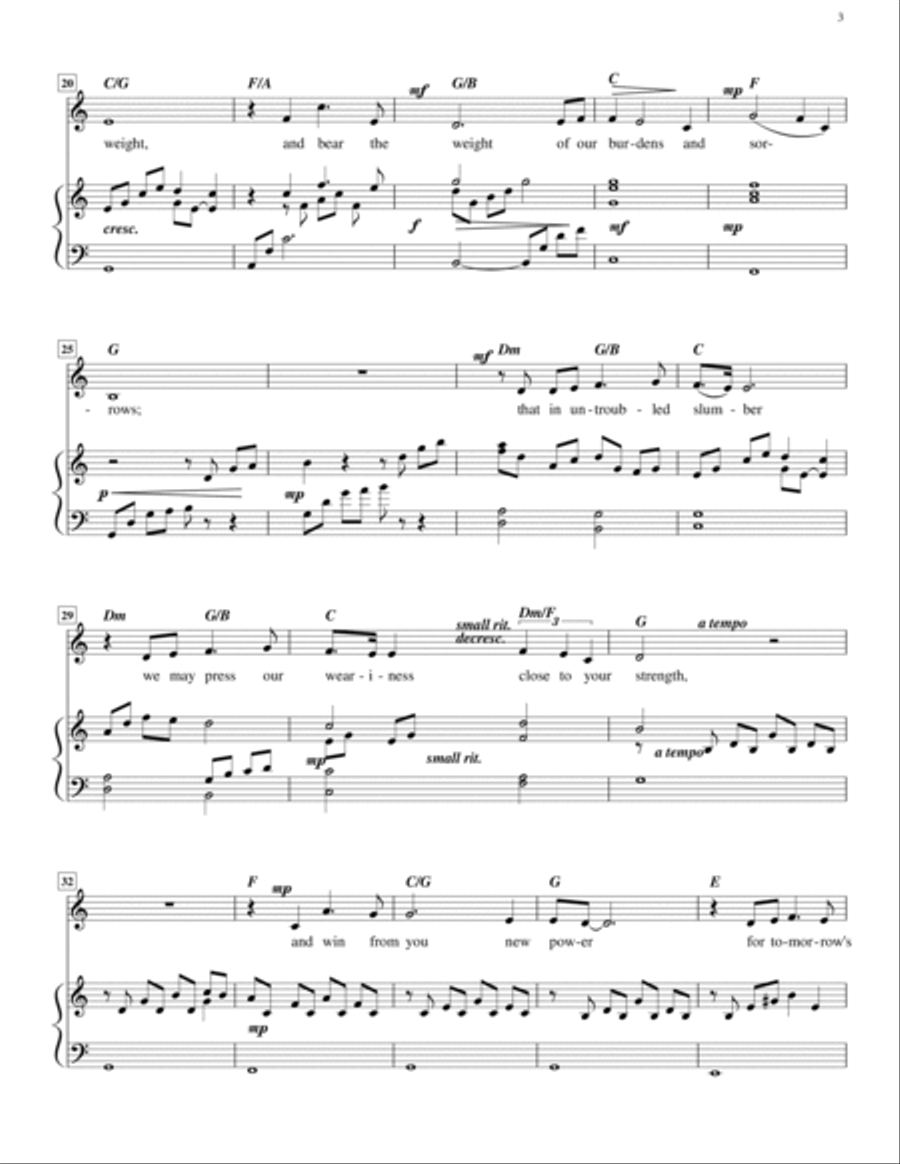 Prayer for Evening (Soprano or Alto voice) Alto Voice scores gallery preview page 3