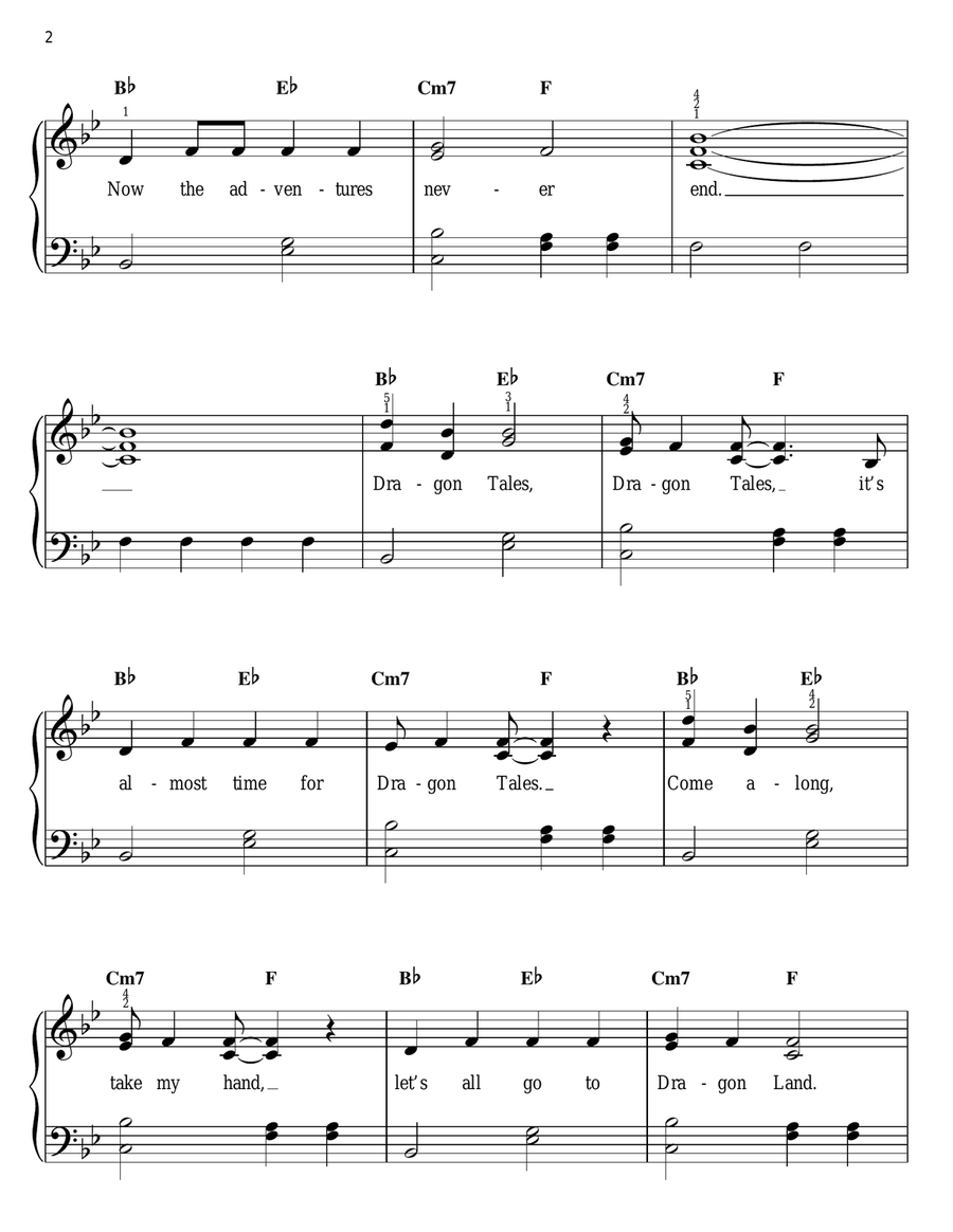Dragon Tales Theme Easy Piano scores gallery preview page 2
