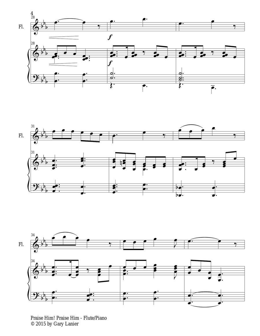 PRAISE HIM! PRAISE HIM! (Duet – Flute and Piano/Score and Parts) Woodwind Duet scores gallery preview page 5