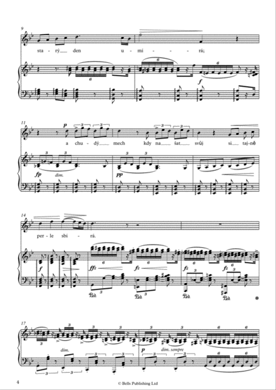 Ma pisen zas mi laskou zni, Op. 55 No. 1 (Original key. G minor) Voice Solo scores gallery preview page 2