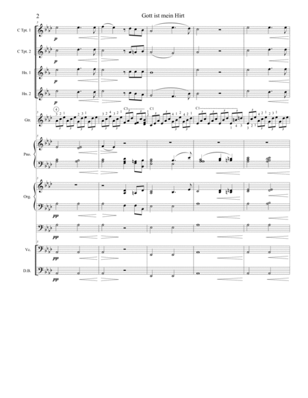 Franz Schubert: Gott ist mein Hirt for 2 Trumpets, 2 Horns, Piano, Organ and Guitar. Psalm 23, Op.13