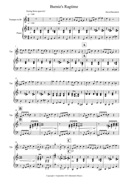 Burnie's Ragtime for Trumpet and Piano image number null