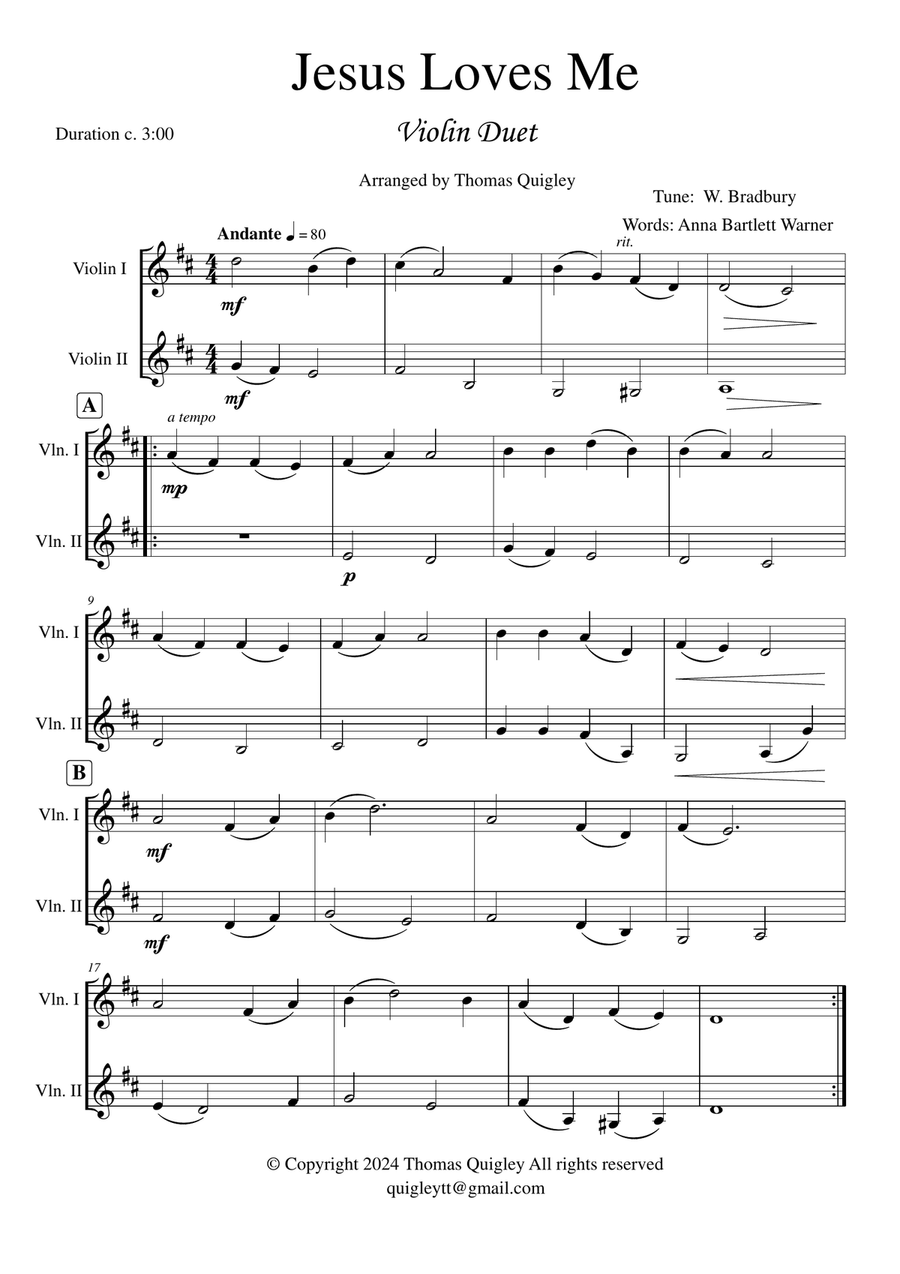 Jesus Loves Me Jesus Loves Me String Duet scores gallery preview page 2