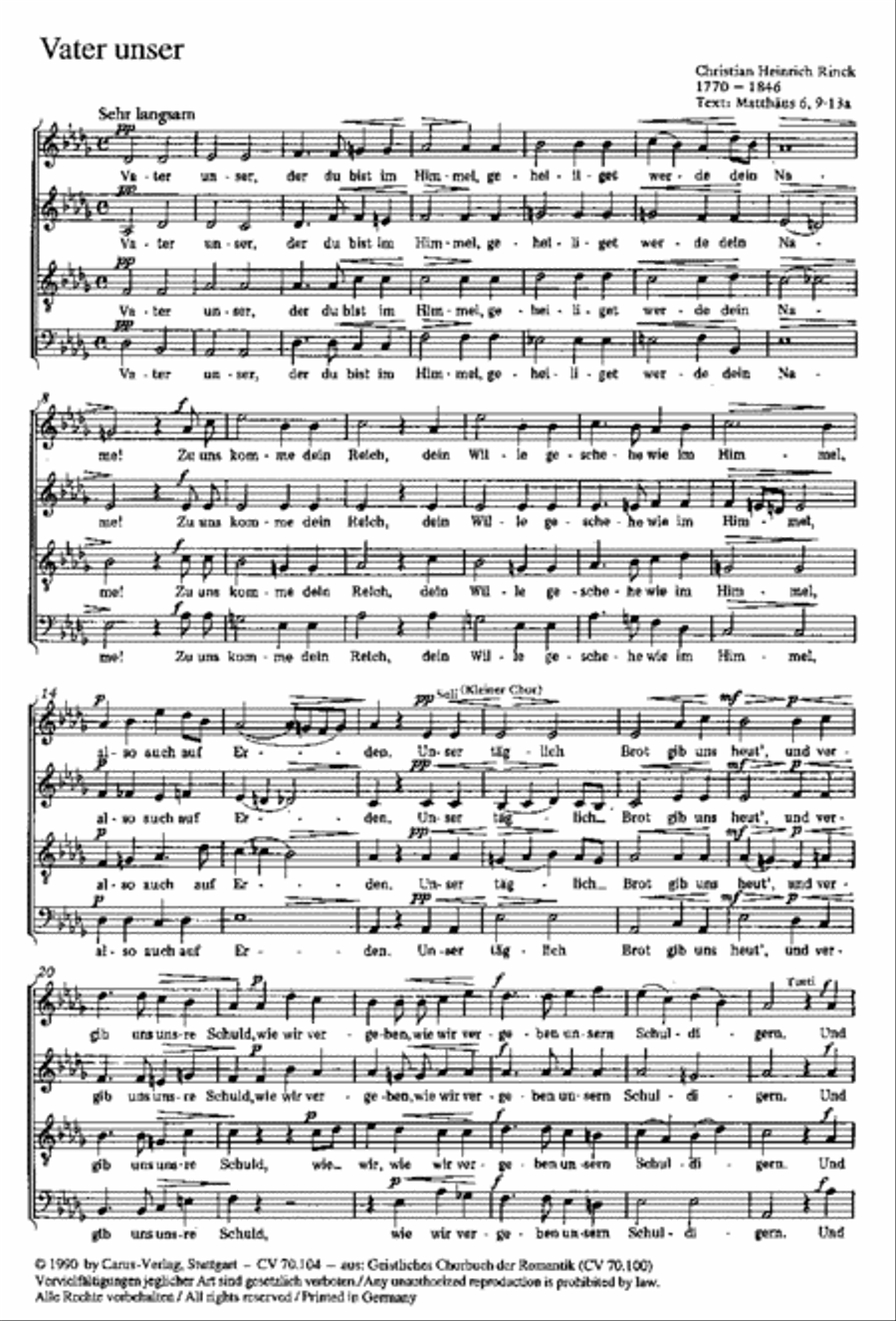 Rinck: Vater unser; Preis und Anbetung Score scores gallery preview page 1