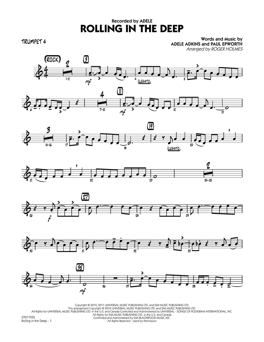 Rolling in the Deep - Trumpet 4 Jazz Ensemble scores gallery preview page 1