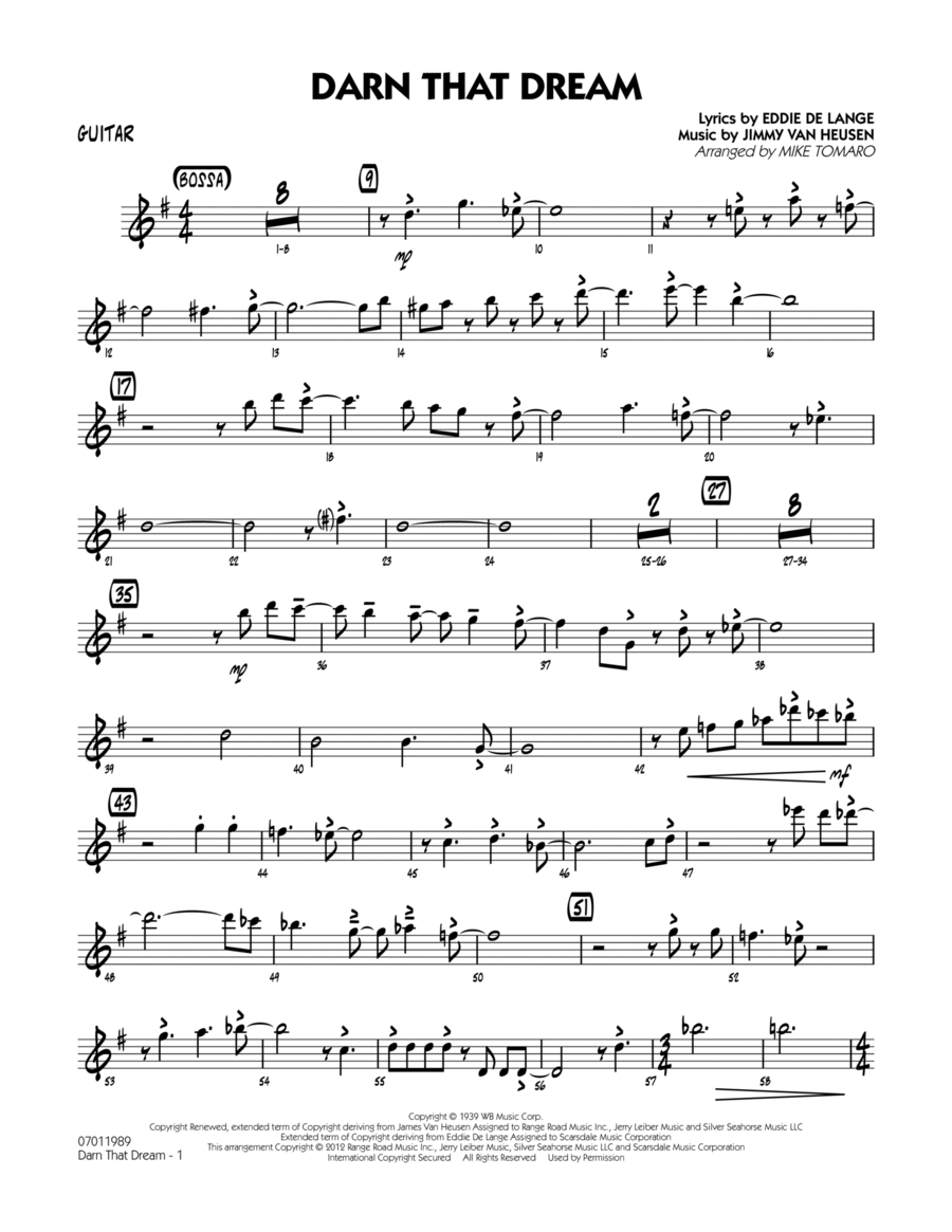 Darn That Dream - Guitar Jazz Ensemble scores gallery preview page 1