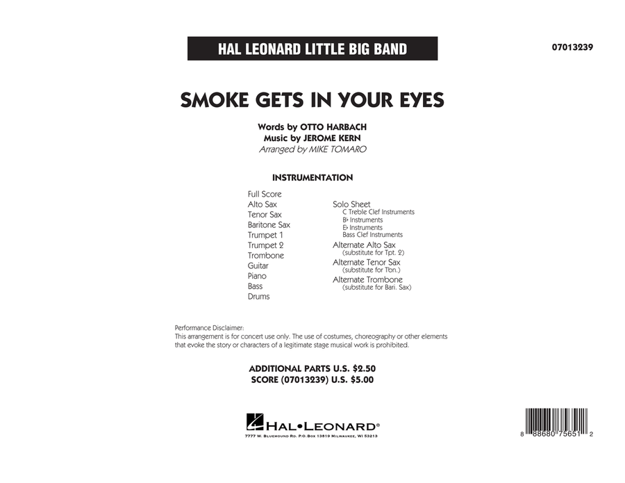 Smoke Gets In Your Eyes (arr. Mike Tomaro) - Full Score