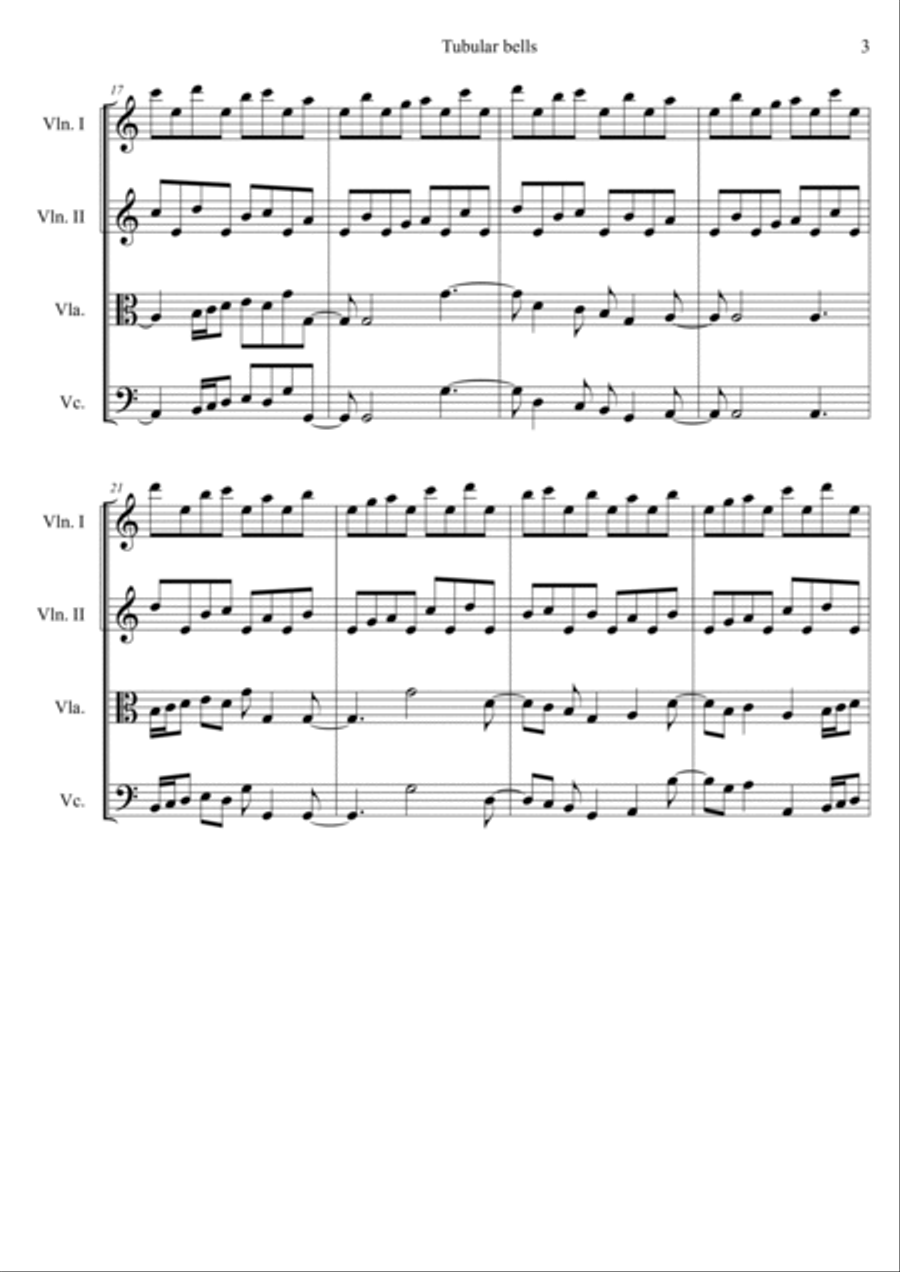Tubular Bells String Quartet scores gallery preview page 3