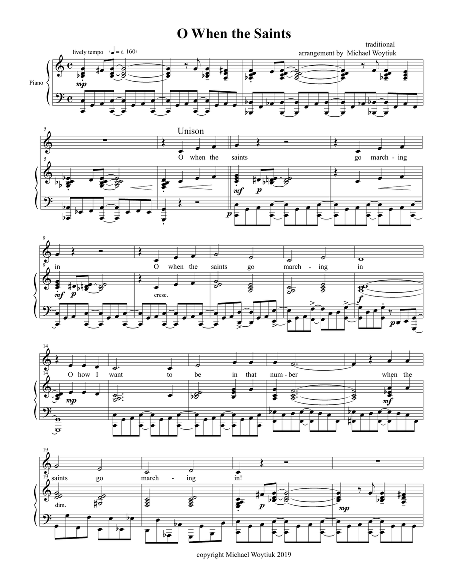 When the Saints Go Marching In 4-Part scores gallery preview page 1