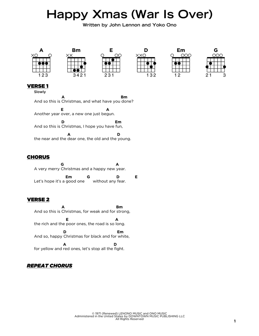 Happy Xmas (War Is Over) Acoustic Guitar scores gallery preview page 1
