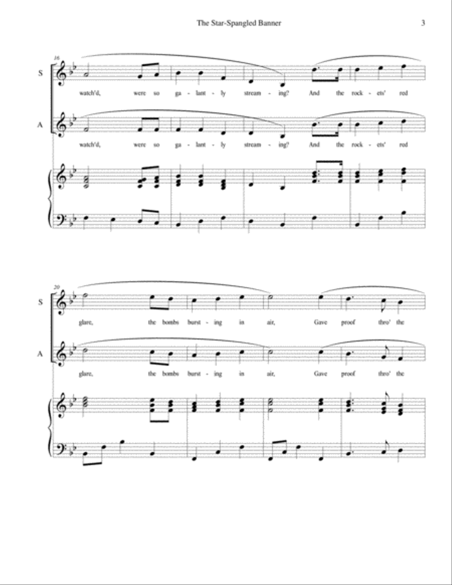 The Star-Spangled Banner - SA choir with piano accompaniment SA scores gallery preview page 3
