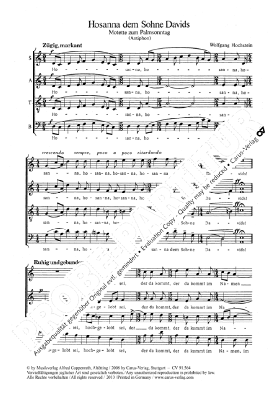 Hosanna dem Sohne Davids 4-Part scores gallery preview page 2