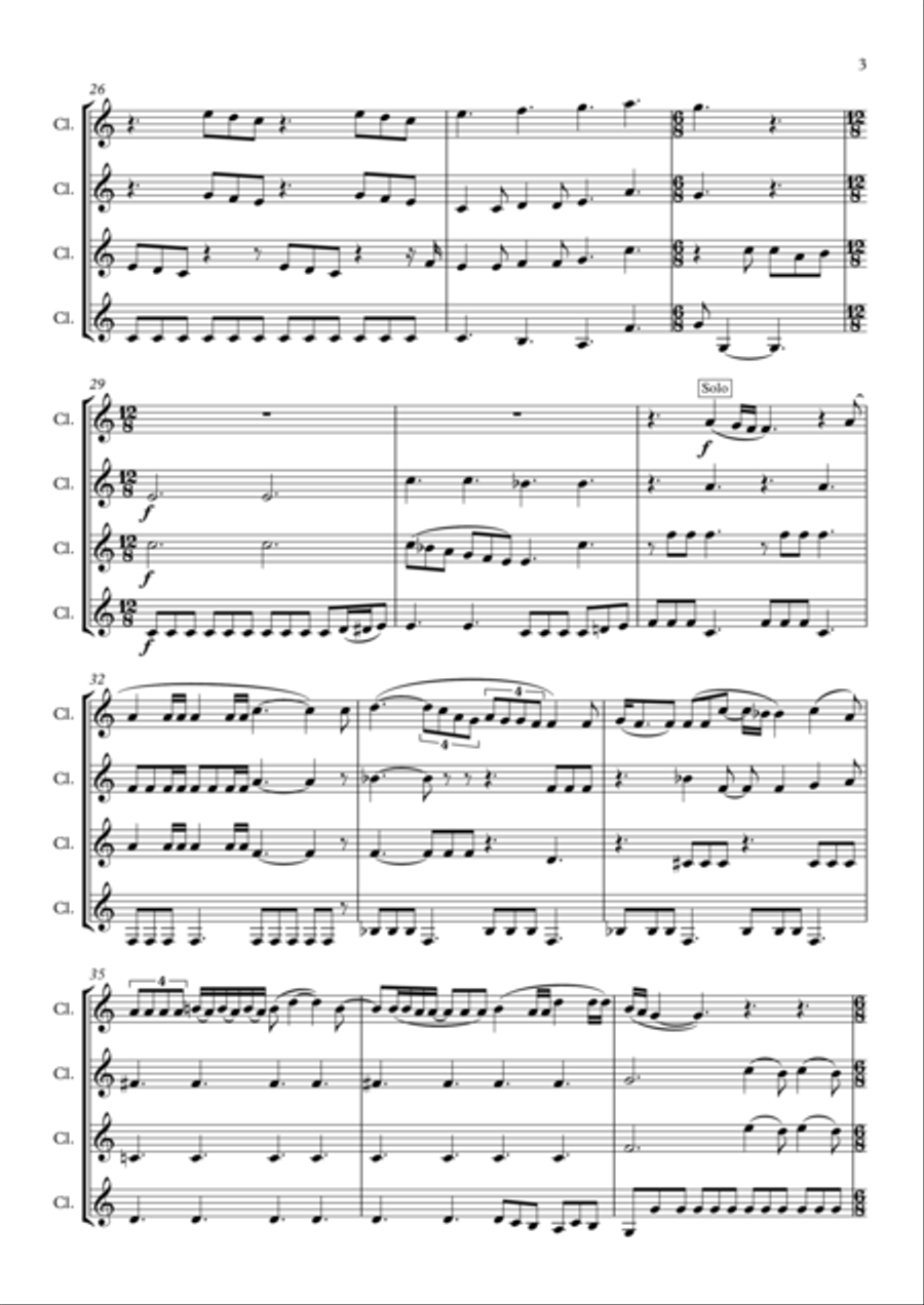 Somebody To Love Clarinet Quartet scores gallery preview page 3