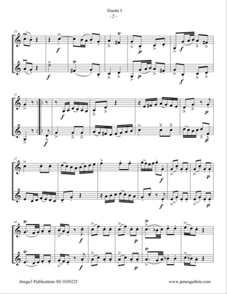 Quantz: Duetto Op. 2 No. 1 for Trumpet Duo Trumpet Duet scores gallery preview page 2
