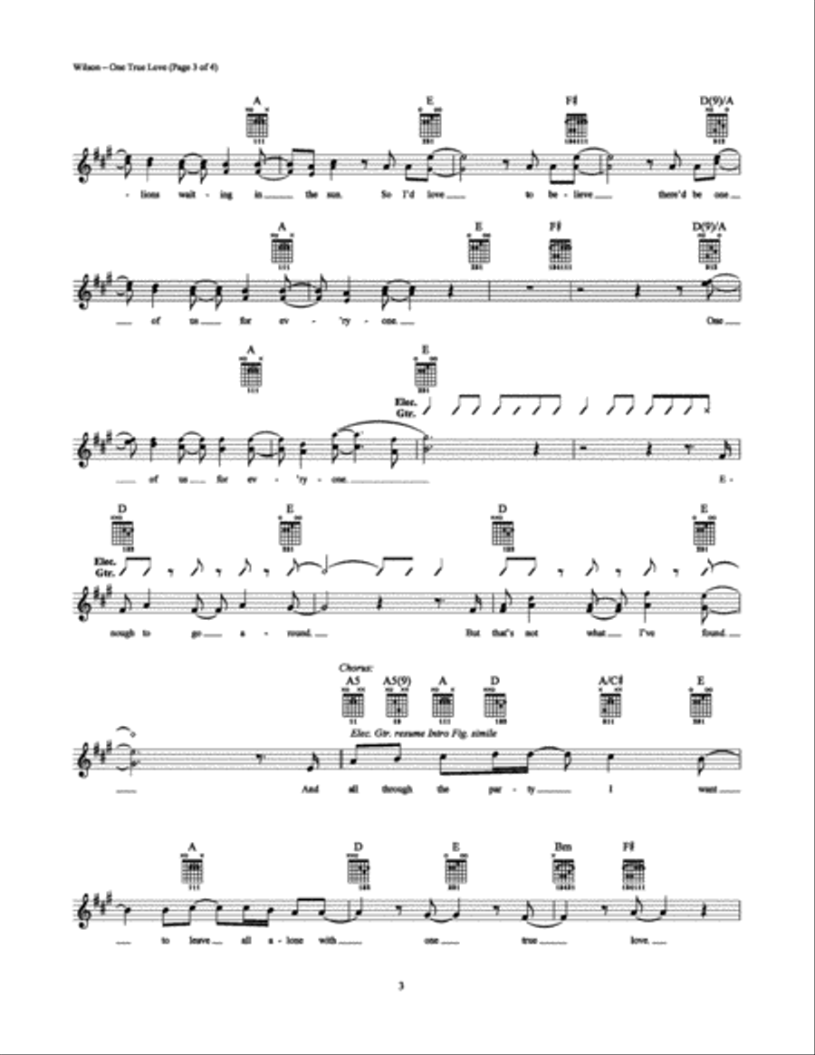 One True Love Electric Guitar scores gallery preview page 3