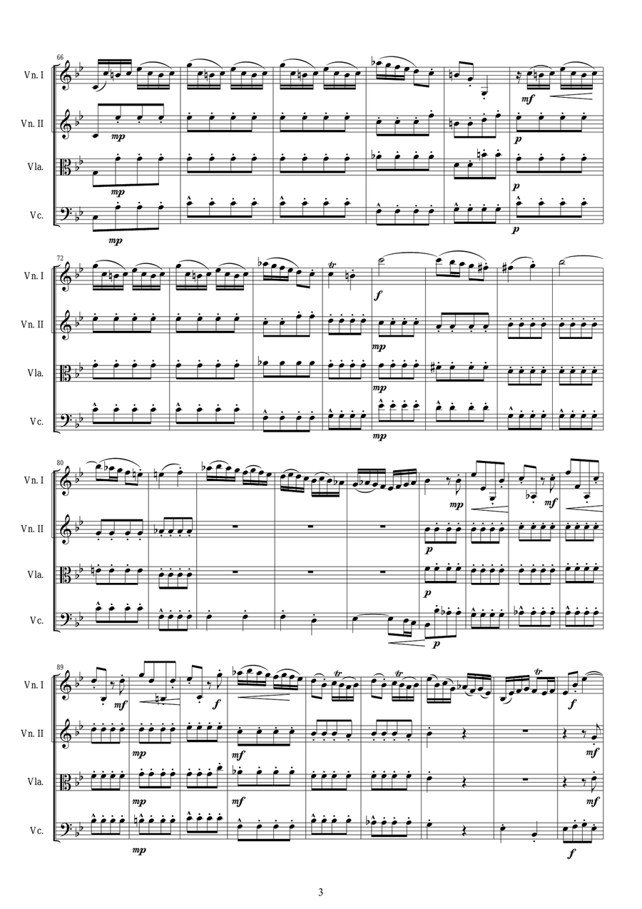 Vivaldi - Violin Concerto in G minor RV 317 Op.12 No.1 for String Quartet String Quartet scores gallery preview page 3