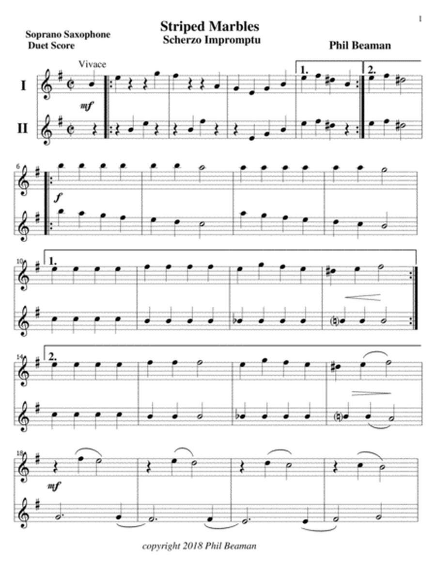 Striped Marbles-Scherzo Impromptu-Soprano Saxophone Duet image number null