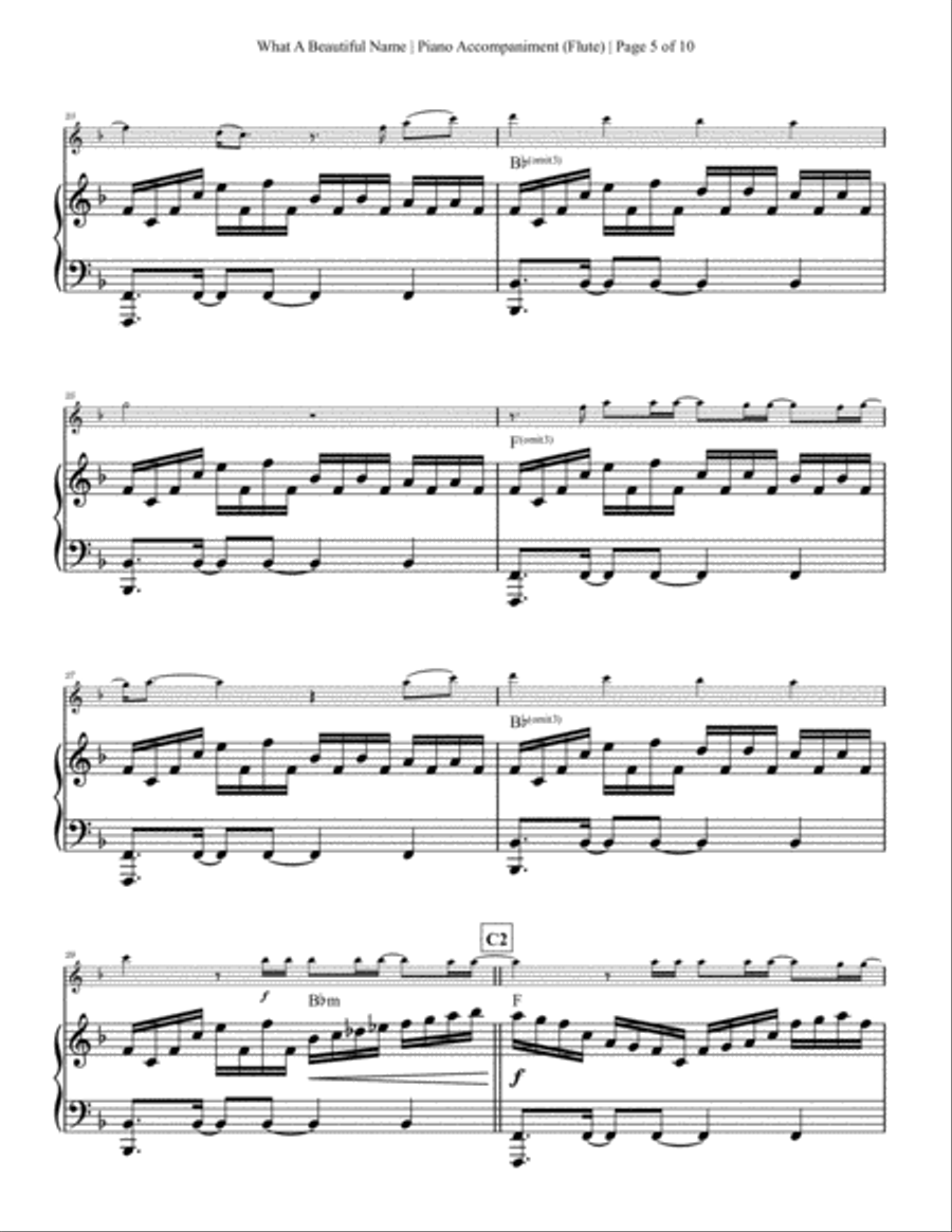 What A Beautiful Name Flute Solo scores gallery preview page 5