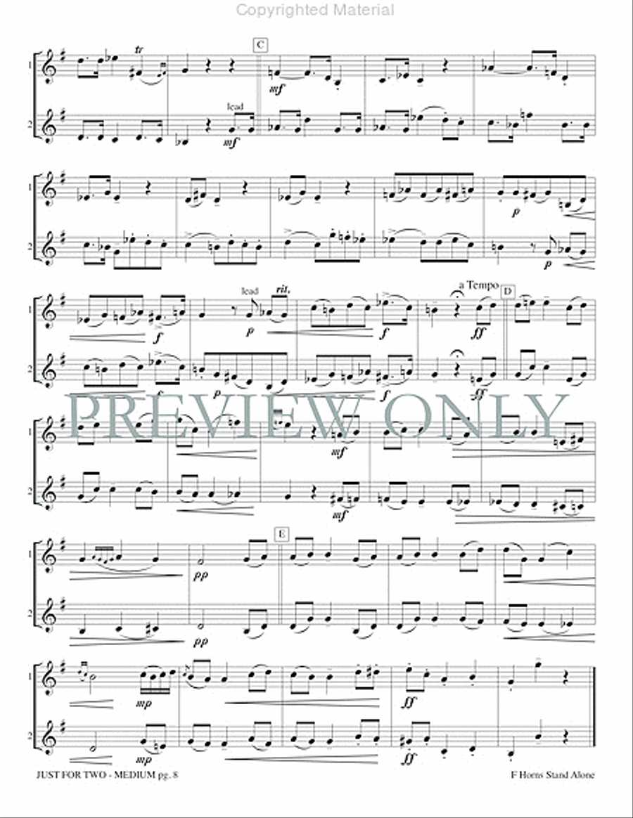 Just for Two Medium (stand alone version) Brass Duet scores gallery preview page 10