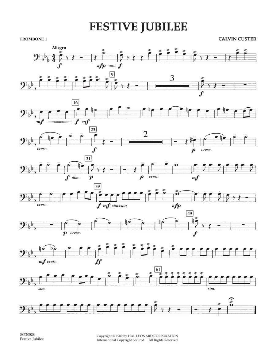 Festive Jubilee - Trombone 1 Concert Band scores gallery preview page 1