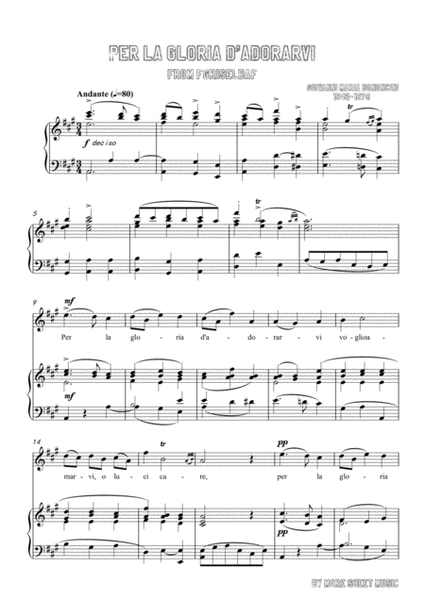Bononcini-Per la gloria d'adorarvi in A Major,for voice and piano image number null
