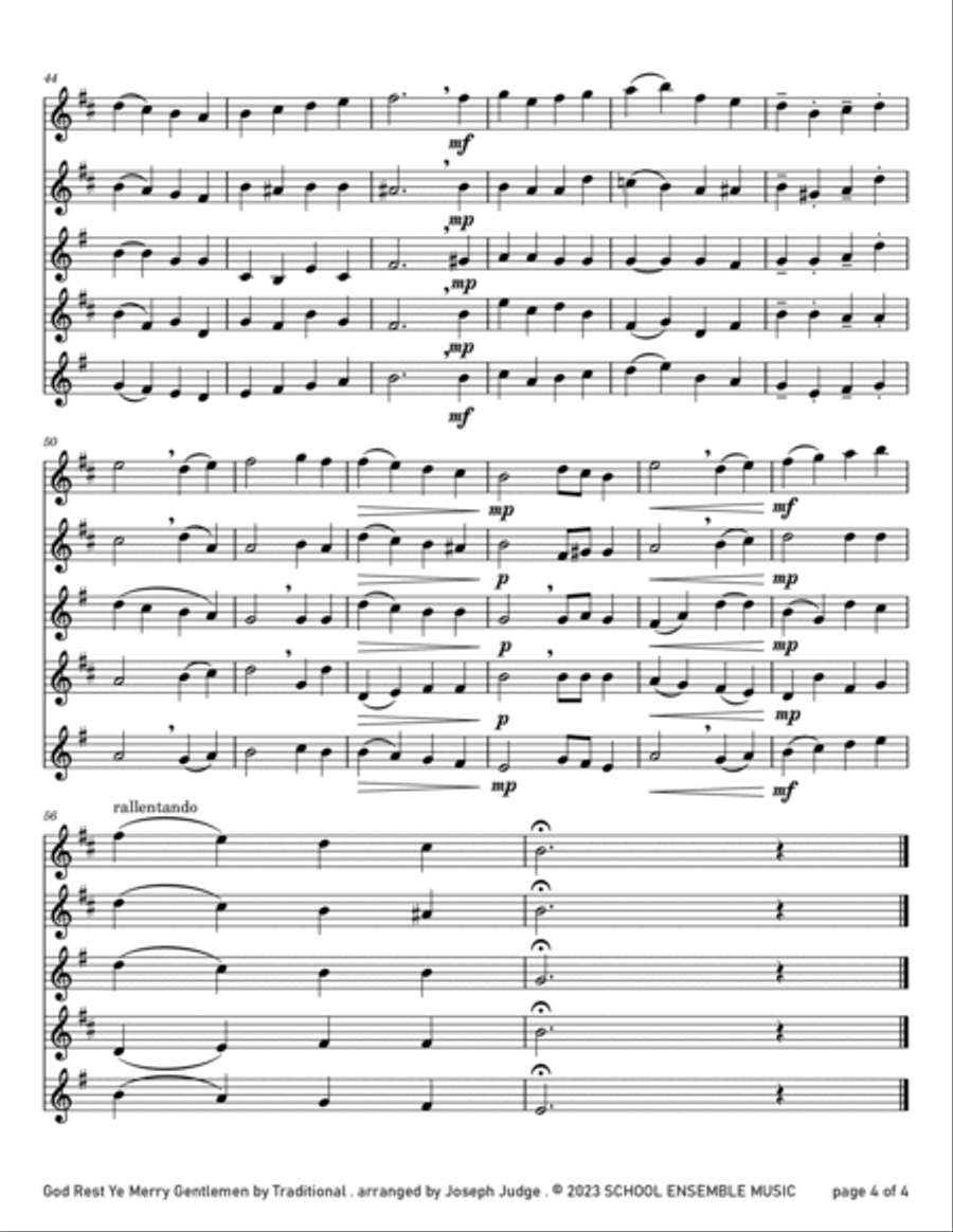 God Rest Ye Merry Gentlemen for Saxophone Quartet in Schools Saxophone Quartet scores gallery preview page 4