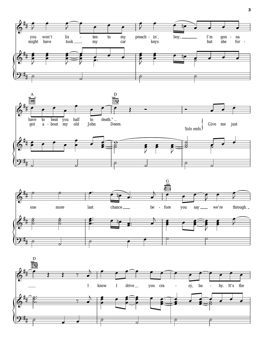 One More Last Chance Piano, Vocal, Guitar scores gallery preview page 3