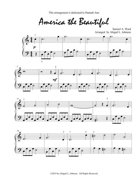 America the Beautiful - Early Intermediate Piano Solo image number null