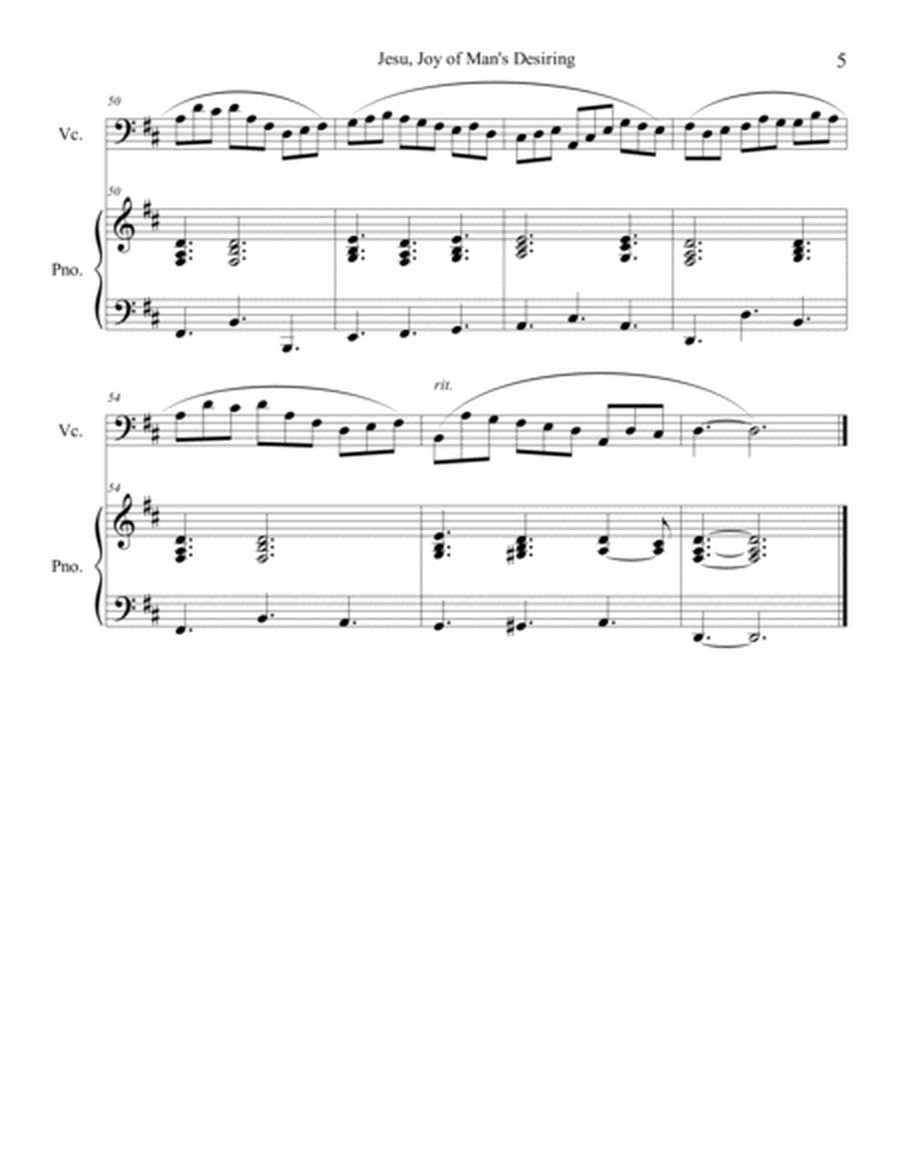 Jesu, Joy of Man's Desiring (Cello Solo) with piano accompaniment image number null