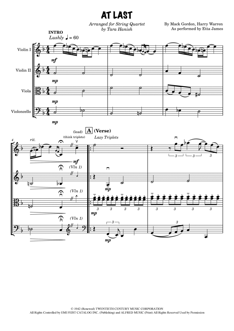 At Last String Quartet scores gallery preview page 1