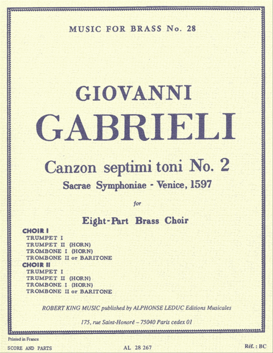 Canzon Septimi Toni No. 2 – Sacrae Symphoniae – Venice, 1597 Brass Ensemble scores gallery preview page 1