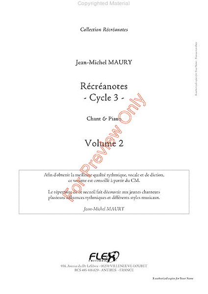 Recreanotes - Cycle 3 Volume 2 - Children's Choir & Piano image number null