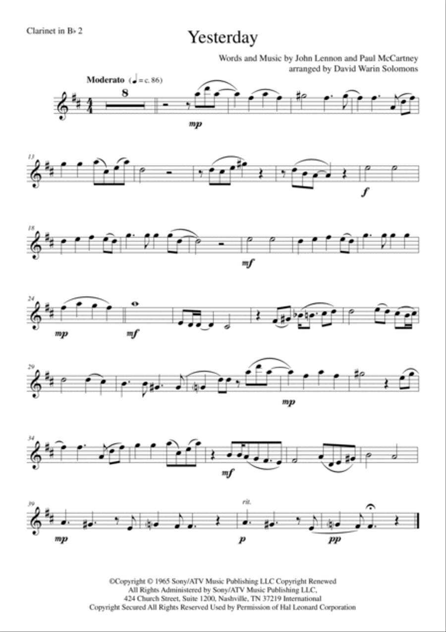 Yesterday Woodwind Trio scores gallery preview page 4