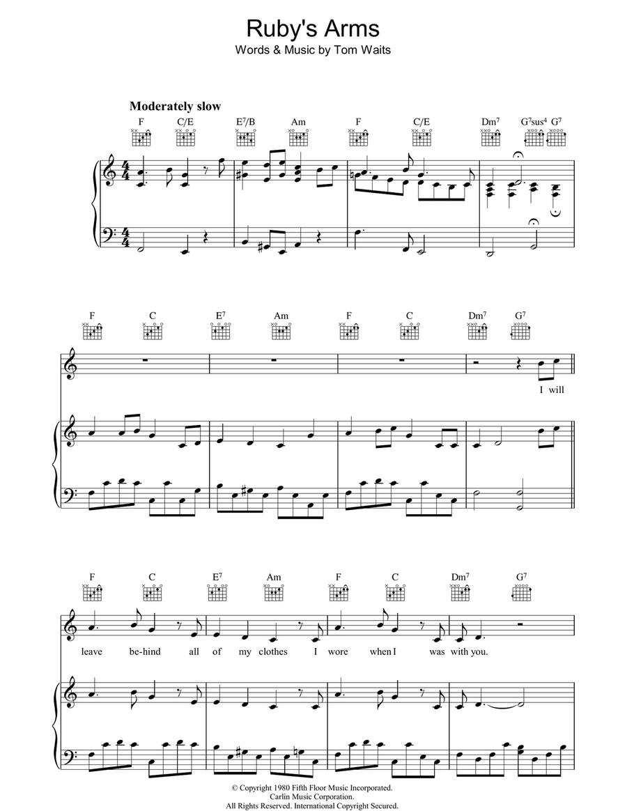Ruby's Arms Piano, Vocal, Guitar scores gallery preview page 1