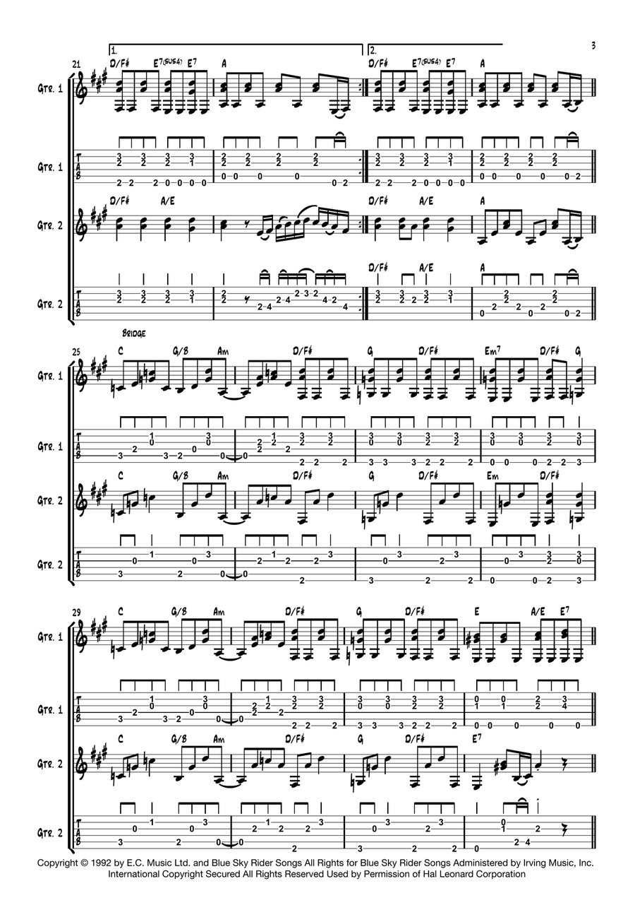 Tears In Heaven Guitar Tablature scores gallery preview page 3