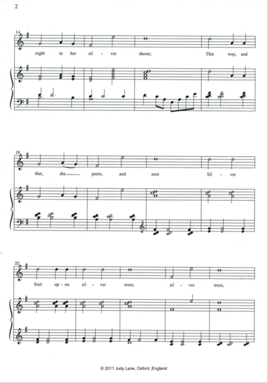 Silver - Walter de la Mare's famous poem set to music for choir or solo with piano Choir scores gallery preview page 3